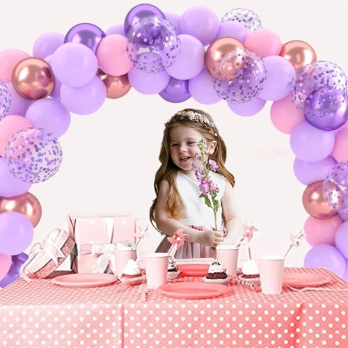 Patimate Purple and Pink Latex Balloons Set 50 pcs 12 inch - color: Purple Pink