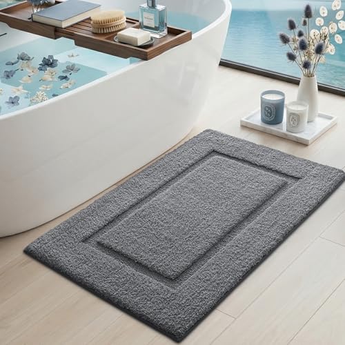 DEXI Bath Mat 32x20, Soft Absorbent Bathroom Rugs Non Slip, Grey - color: Grey, size: 32" X 20" (Rectangular)