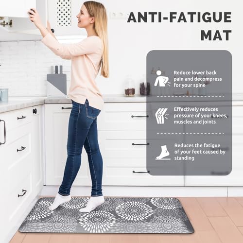 Kitchen Mat Water-Resistant Kitchen Rugs Cushioned Anti-Fatigue Floor Mat - color: Grey, size: 39"L x 17.3"W x 0.8"Th