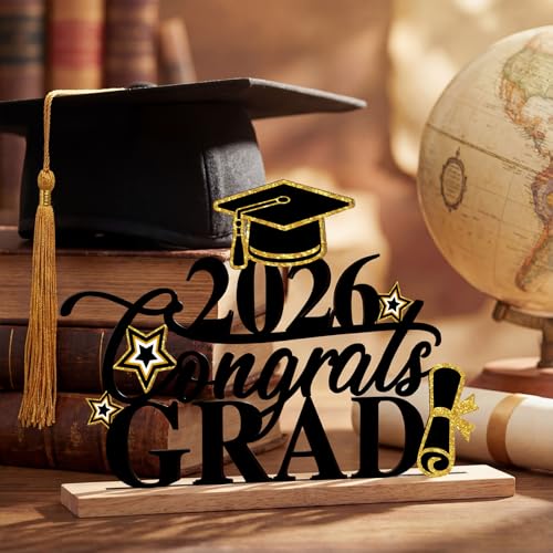 Roowest Metal 2027 Congrats Grad Sign Graduation Tabletop Decor Centerpiece - style: Graduation