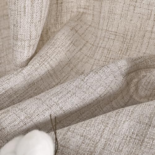 YoungsTex 95 Inches Long Linen Curtains for Living Room with Grommet - color: Natural, size: 52"W x 95"L (Pack of 2)