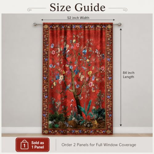 HMS Happy Memories Door Curtain, Tree of Life, 52"x84", 1 Panel - color: Red Tree