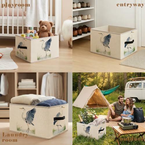 Great Blue Heron Coastal Storage Basket Organizer - color: Blue Heron