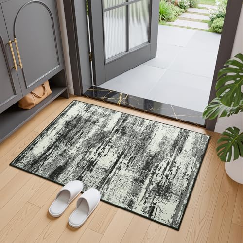 Merelax 2x3 Entryway Door Mat—Washable, Non-Slip, Black White, Low Pile Rug - color: Black White, size: 2' x 3'(24''x36'')