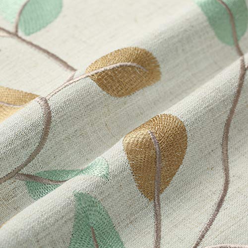 VOGOL Natural Leaf Embroidered Kitchen Valance, 52 x 18 Inches - color: W014