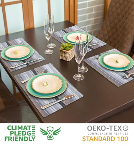 Urban Villa Two Tone Placemat Cotton Tablemat 14x20 (Set of 6) Greymulti - color: Grey Multi, size: 14" x 20"