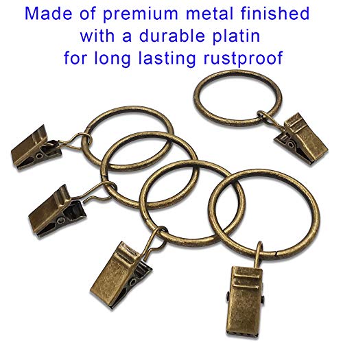 90 Pack Metal Curtain Rings with Clips, 1.26 in ID, Bronze - color: Bronze, size: 1.26" I D 90 Pack