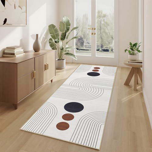 Boho Runner Rug 2x6,Ivory Geometric Modern Washable Non-Slip Hallway Rug - color: Ivory, size: 6' x 2' (Rectangular)