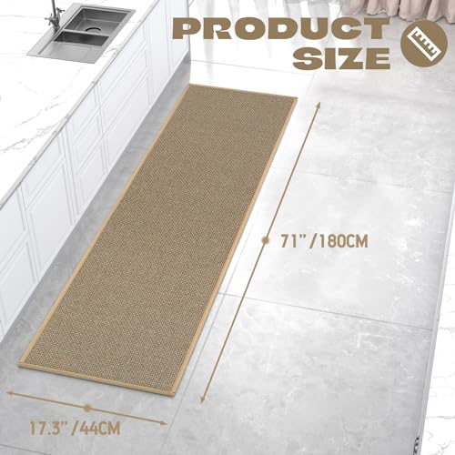 Hargiis Kitchen Rug, Rubber Non Slip Kitchen Rugs Washable, Absorbent Runner Mat for Floor, Machine Washable Standing Mats for in Front of Sink, Door, Laundry, Entryway, Hallway (Brown, 71" × 17.3") - color: Brown, size: 1'5" x 5'11" (Rectangular)