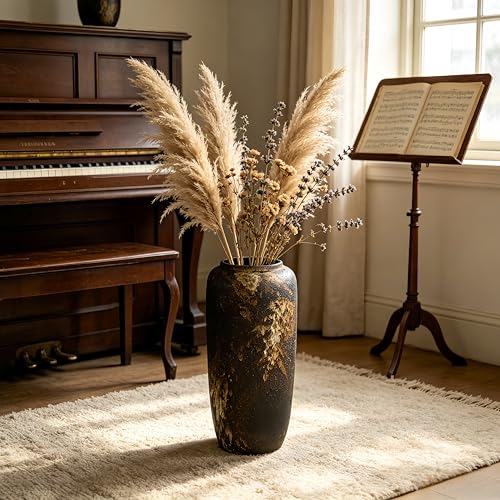 Black Rustic Ceramic Floor Vase, 15.7 Inch, Farmhouse Large Decor - size: 15.7 Inch