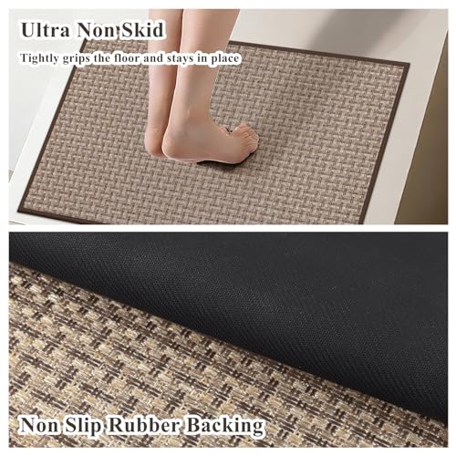 Ileading Non Slip Kitchen Rug, Waterproof Anti Fatigue Cushioned Floor Mat for Kitchen, Durable Entryway Doormat, Dirt Resistant Small Runner Rug with Rubber Backing 23"x35.5" - color: Golden&brown, size: 23"x35.5"