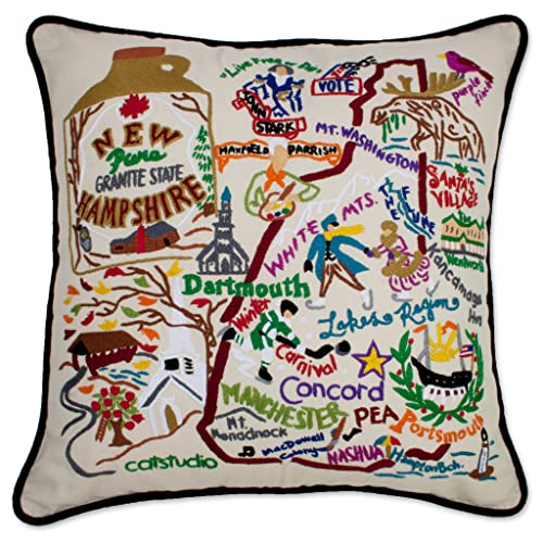 Catstudio New Hampshire Hand Embroidered Pillow, Decorative Throw Pillow - color: New Hampshire