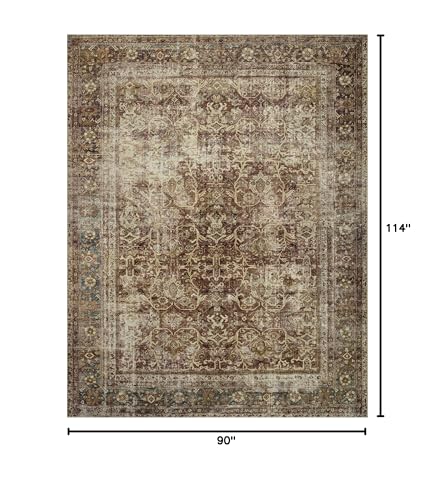 Loloi Magnolia Home Sinclair Rust/Lagoon 7'-6" x 9'-6" Area Rug - color: Rust / Lagoon, size: 7'6" x 9'6" (Rectangular)