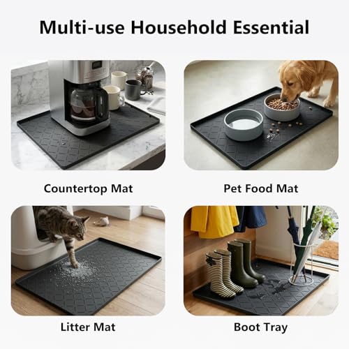 Mateeylife Under Sink Mat Kitchen Waterproof, Silicone Sink Tray 22"X19" - color: Classic Black, size: 19"W x 22"L