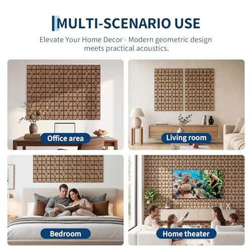 Garvee 3D Acoustic Wood Panels, 12" x 12" Sound Absorbing Wall Panels, Oak - color: 24 pcs-Oak