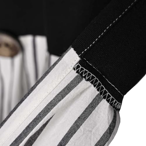 DOSLY IDÉES Farmhouse Rustic Black Cotton Valance, Black Striped Pleated Design with Coconut Buttons, Multi-Room Window Treatment for Kitchen Living Room Bedroom, 52" W x 18" L - color: Black & Black Stripede, size: 52"W x 18"L (Pack of 1)