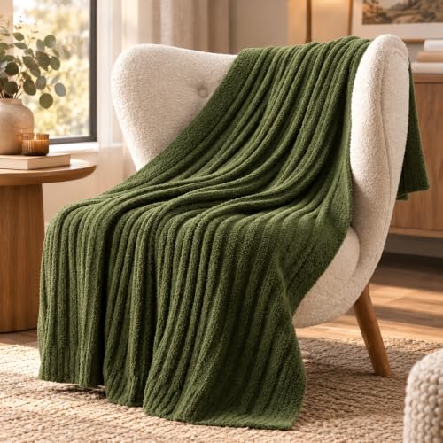 Battilo Olive Green Throw Blankets for Couch, Soft Throw Blanket, 50"x60" - color: Olive Green, size: 50"x60"