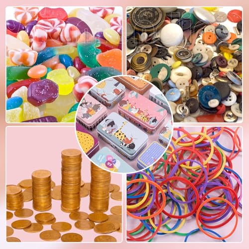 Framendino, 5 Pack Mini Tinplate Storage Boxes Small Empty Cartoon Trinket Jewelry Coin Containers Metal Rectangle Tin for Bead Case (Style C) - color: Cartoon