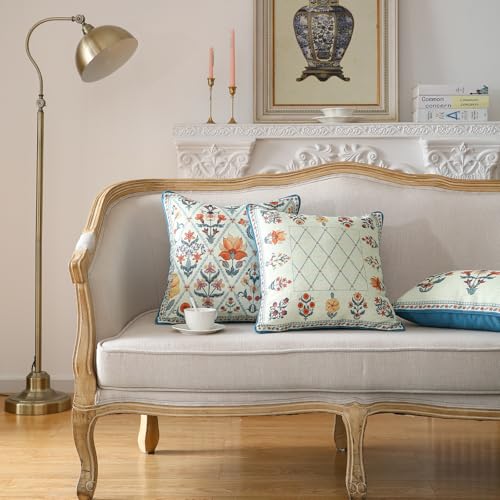 ISAENNE Designer Square Throw Pillow Cover,Set of 2,18"x18" - color: Floralsea a, size: 18" x 18" (Pack of 2)