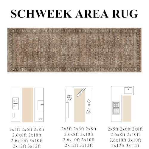 Schweek 2x5 Runner Rug Washable Non-Slip Neutral Rugs for Hallways Brown - color: Brown, size: 2' x 5' (Runner)