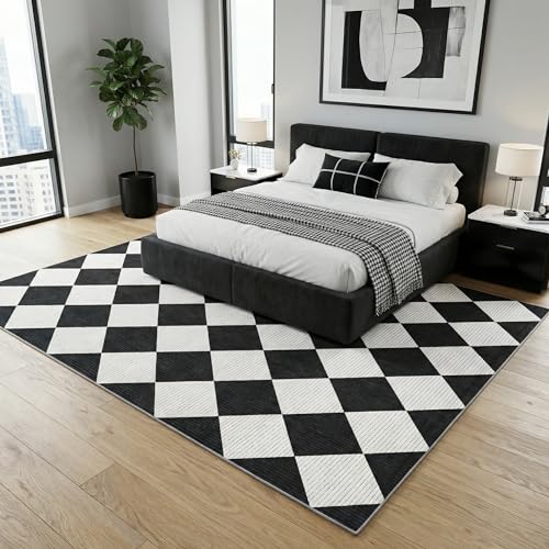 GarveeHome Black and White Area Rugs 8x10 Living Room Checkered Washable - color: Black/White, size: 8' x 10' (Rectangular)
