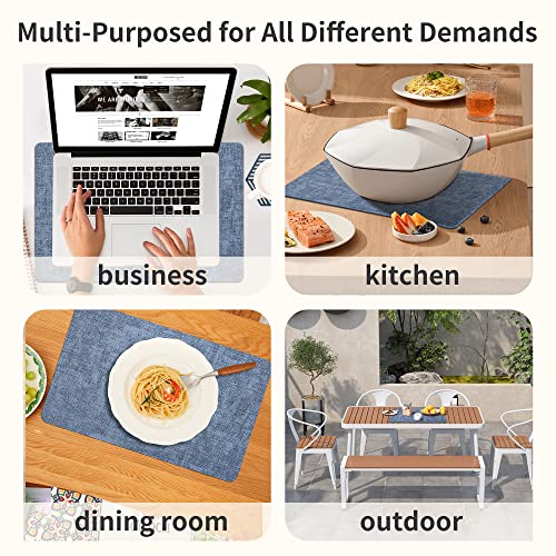 Maxpearl Faux Leather Placemats Set of 6, Easy to Clean, Blue - color: Retro Blue