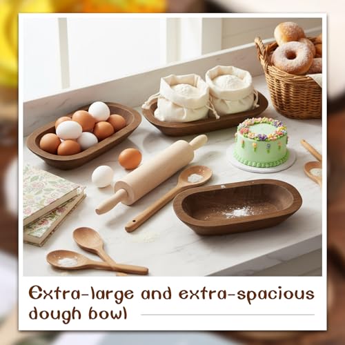 Nuogo 10 Pack 12.5/8.5 Inches Wooden Dough Bowls Bulk Rustic Bowls, Brown - color: Brown, size: 12.5 and 8.5 Inches