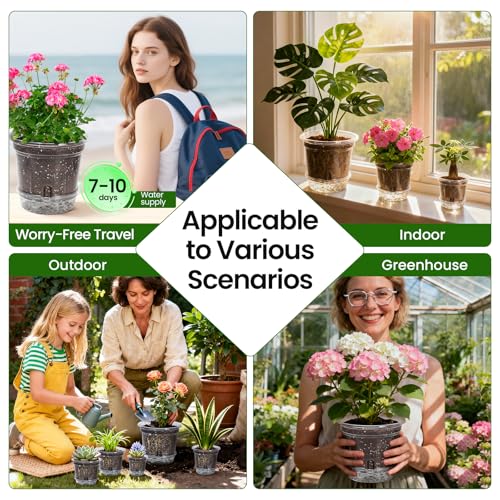 MIXC 18 Pack 6.5/5/4 Inch Self Watering Pots for Indoor Plants-Clear - size: 6.5/5/4 Inch (18 Pack)