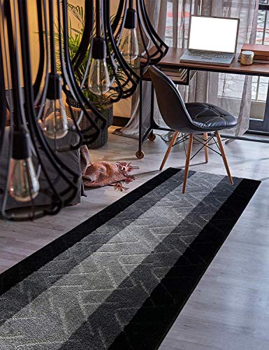 Hallway Runner Rug, 2'7" x 3' Washable Non-Slip Carpet Runner, Custom Size - color: Zigzag-grey, size: 2'7" x 3' (Runner)
