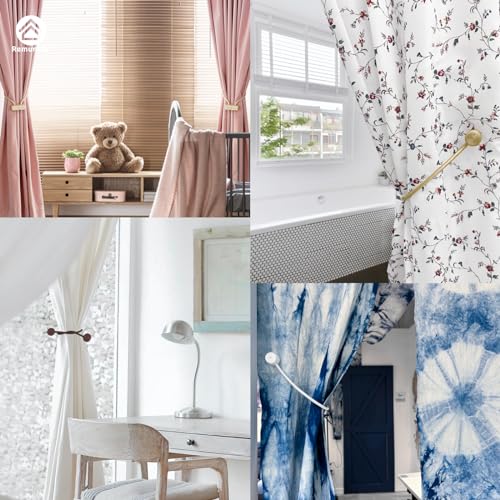 Remunkia Magnetic Curtain Tiebacks 6 Pack, Curtain Tie Backs Curtain Holders, Window Treatment Holdbacks with Strong Magnet, Gold - color: Gold, size: 6 Pack
