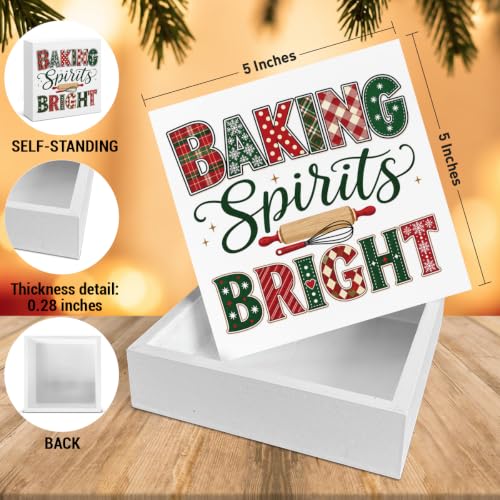 Christmas Decorations, Xmas Baking Kitchen Wooden Sign Decor 5x5 Inch - color: Tub-7