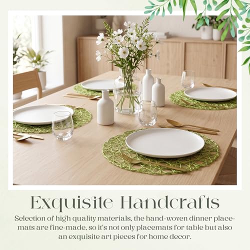 Geosar 24 Pcs Round Paper Placemats Braided Bulk, Green, 24 Pcs - color: Green