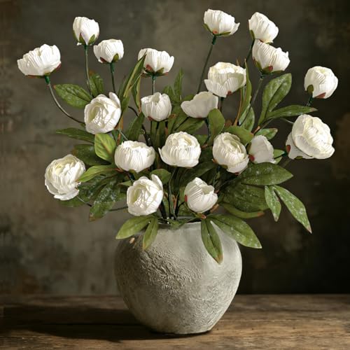 6Pcs Viral Peony Artificial Flowers for Vase - color: White Peonies, size: 6Pcs