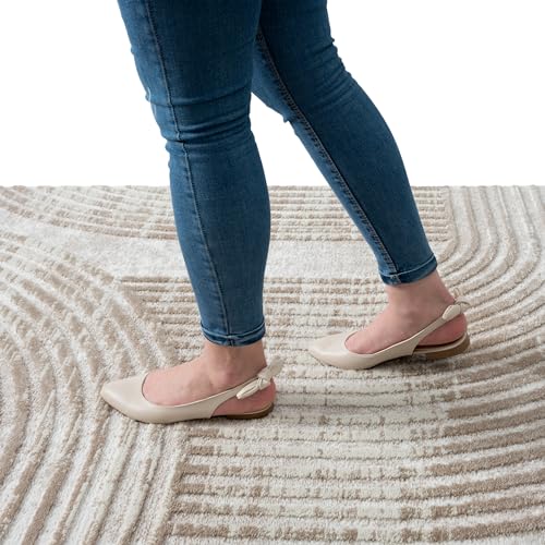 Abani Cream Area Rug for Living Room, Bedroom -Mid-Century Modern- 4' x 6' -Durable & Easy to Clean - size: 4'x6'