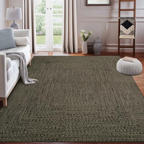 ROYHOME Washable Area Rug Print Braided Area Rugs for Entryway - color: Brown, size: 3' x 5' (Rectangular)