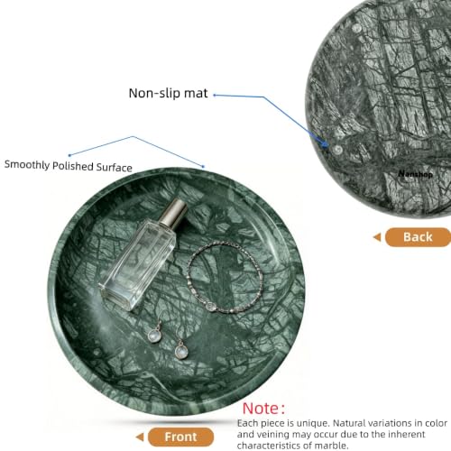 Marble Round Vanity Tray, Natural Polished Serving Tray - color: Indian Green
