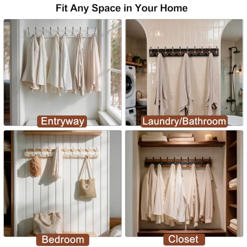 SKOLOO Matte White Solid Wood Wall Mounted Coat Rack, 5 Hooks, 17" Long - Kitchen, Mudroom, Entryway, Bathroom - Includes Mounting Hardware, Wall Coat Hanger, Towel Rack - color: White Plates & Nickel Hook, size: 1 Item-5 Hooks