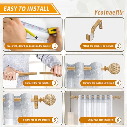 Ycolnaefllr Wood Pinecone Curtain Rod, Farmhouse Heavy Duty, Fits 36-88" - color: Wood, size: 36-88"
