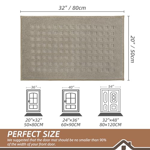 BEQHAUSE Dirt Trapper Door Mats 20"x32", Non Slip Washable, Beige - color: Beige, size: 20" X 32" (Rectangular)