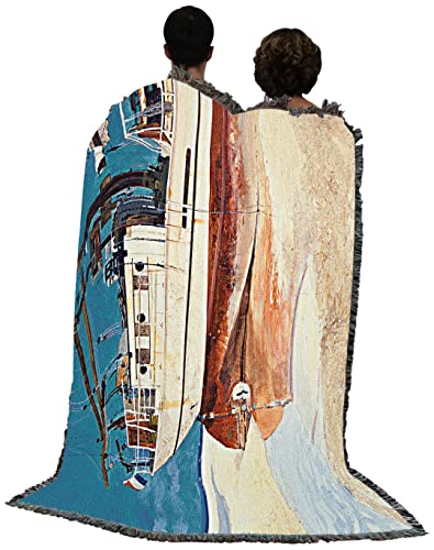 Pure Country Weavers St. Christopher Beached Blanket by Roger Bansemer - Coastal Ocean Beach Gift Tapestry Throw Woven from Cotton - Made in the USA (72x54) - color: St. Christopher