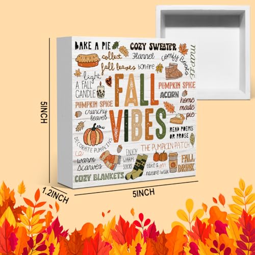 Autumn Thanksgiving Fall Vibes Pumpkin Drink Maple Leaf Decor Sign - color: Vibes