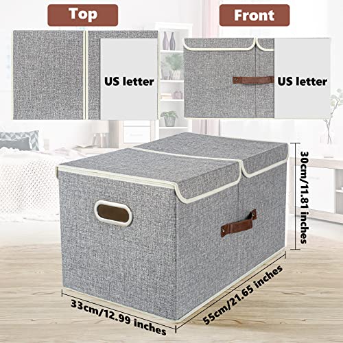 TYEERS Extra Large Collapsible Storage Bins with Lids and Compartments, Organizing Bins for Closet Storage, Clothes Storage, Cube Organizer for Home Office Storage - 3 Pack - Gray - color: Grey, size: 3-Pack 21.7x13x11.8 in
