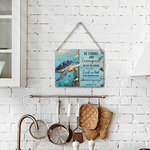 Beach Decor Sea Turtle Gifts Christian Bible Verse Wooden Wall Sign - color: Multi392