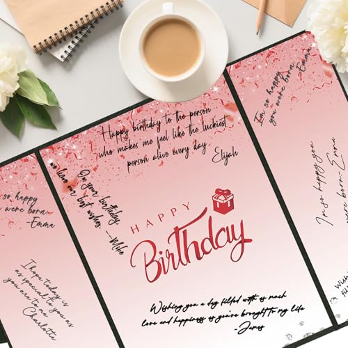 Crenics Red and Black Birthday Guest Sign in Book Alternative 18" x 12" - color: Black and Red
