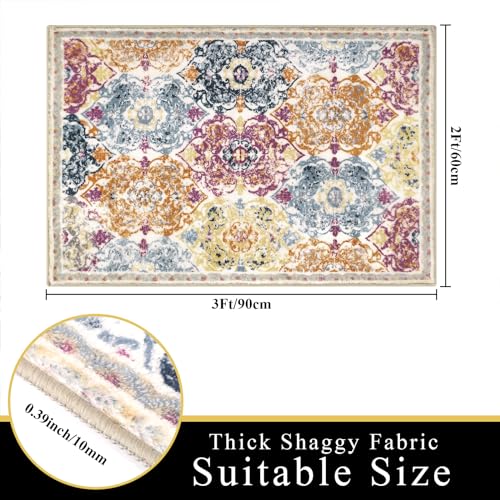 Vaukki Hallway Runner 2x3 ft, Colorful Vintage Shaggy Soft Kitchen Rug - color: Colorful, size: 2' x 3'(Runner)