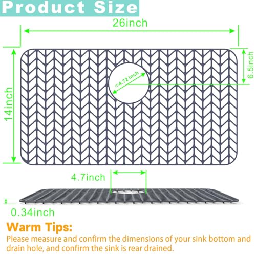 AWOKE Silicone Sink Protectors for Kitchen Sink, 26x14in Rear Drain - size: 26 x 14 Rear Drain