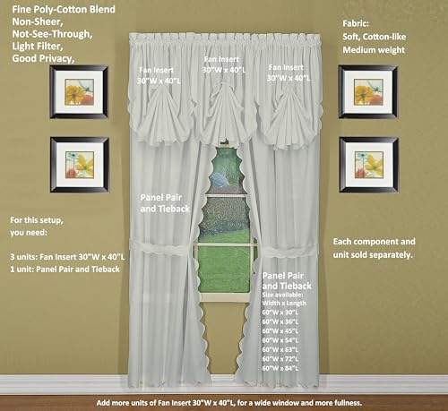 Today's Curtain CA2003K Orleans 54" Panel Pair with Tiebacks Tambour Scallop Edge Curtain, White, 60" W x 54" L/TB - color: White, size: 60"W x 54"L (Pack of 1)