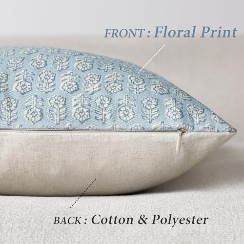 Foindtower Decorative Floral Print Throw Pillow Covers 18×18 Inch,Sky Blue - color: Sky Blue, size: 18" x 18" (Pack of 2)