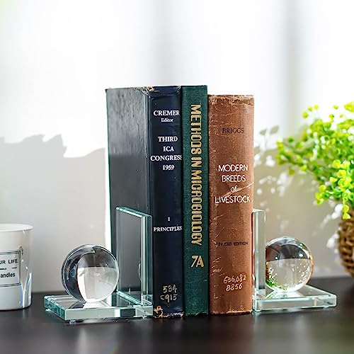 1 Pair Crystal Bookends with Crystal Ball for Heavy Books - color: Ball
