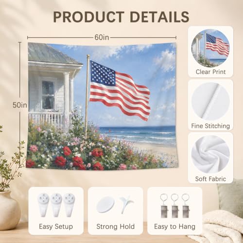 AHNWICNR 4th of July Patriotic Tapestry, American Flag Wall Hanging Decor - color: American Flag 1
